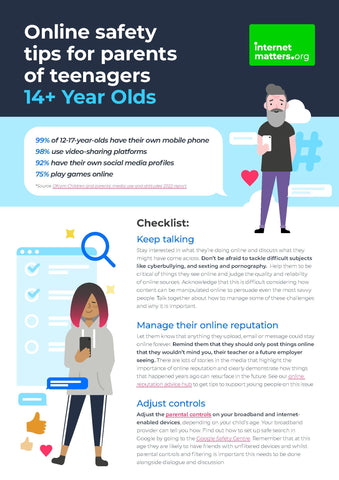 Internet Matters - Online safety guide for parents of 14+ year olds